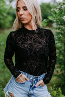 Saddle Up Velvet Long Sleeve Mesh Top