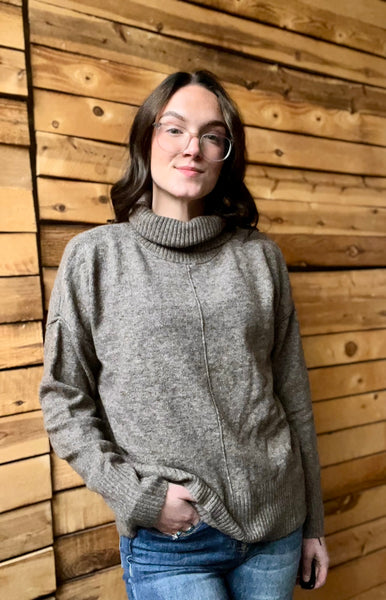 Turtleneck Front Seam Sweater