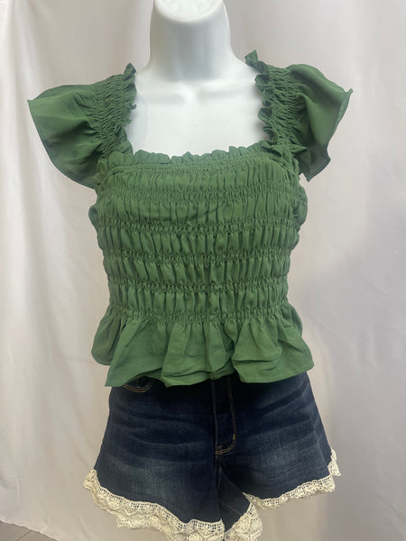 Olive Ruffle Crop