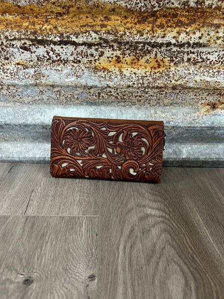 TR Floral Tooled Wallet