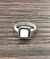 Square White Adjustable Ring