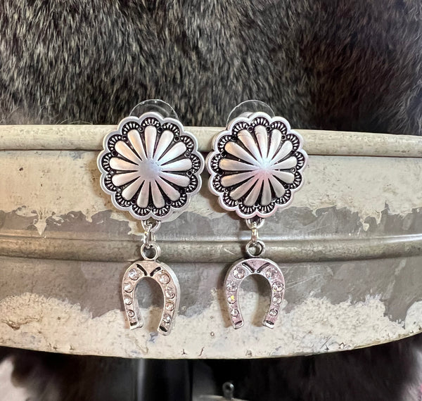 Horseshoe Crystal Post Earrings