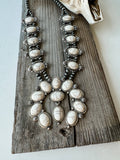 Western Navajo Style Squash Blossom Stone Necklace