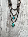 Multi Layered Necklace Navajo Bead Semi Stone Necklace