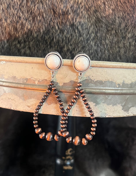 Copper Navajo Bead Post Earrings