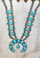 Western Navajo Style Squash Blossom Stone Necklace