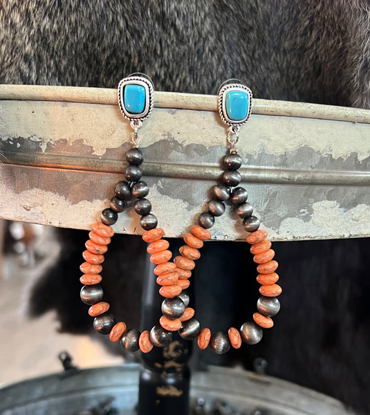 Multi Color Navajo Bead Post Earrings