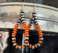 Navajo Bead Orange Earrings