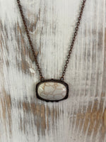 Oval Stone Chain Necklace