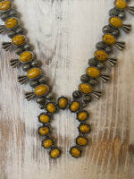 Oval stone 15 squash blossom necklace