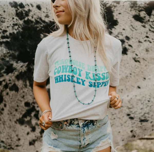 Turquoise Drippin’ Western Graphic Tee