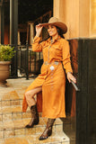 Camel Long Sleeve Maxi Dress