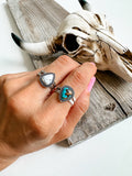 Western Teardrop Stone Adjustable Ring 