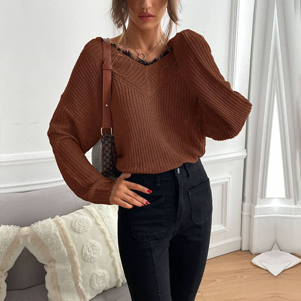 Lace Neck Loose Sweater