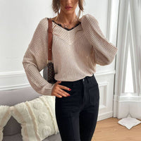 Lace Neck Loose Sweater