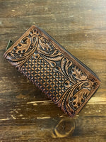 Tooled & Painted Leather Wallet (Black/Brown) – The Feathered Filly